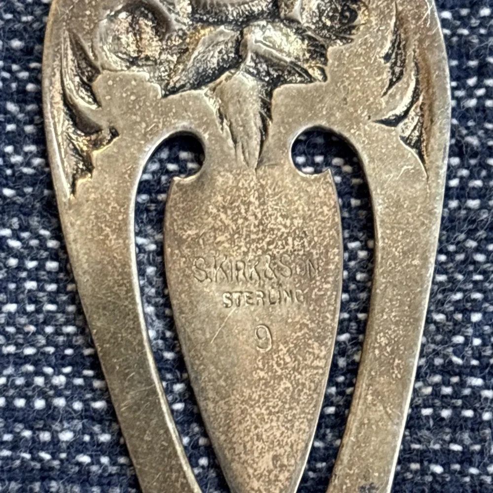 Vintage S. Kirk & Son Sterling Silver Bookmark with Roses